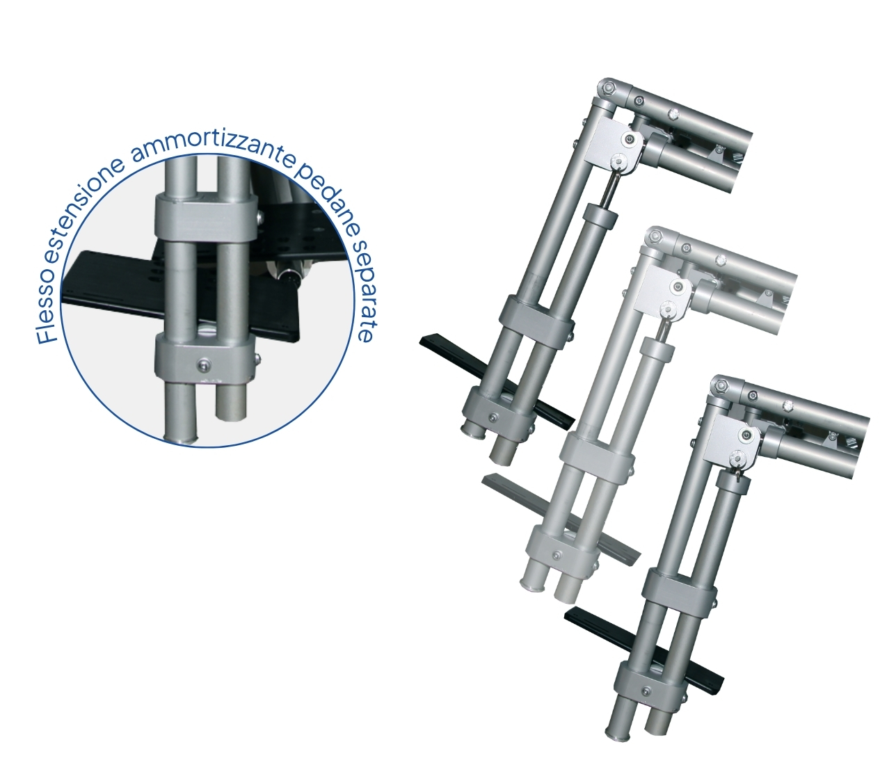 Estensione ammortizzante verso il basso dei poggiagamba